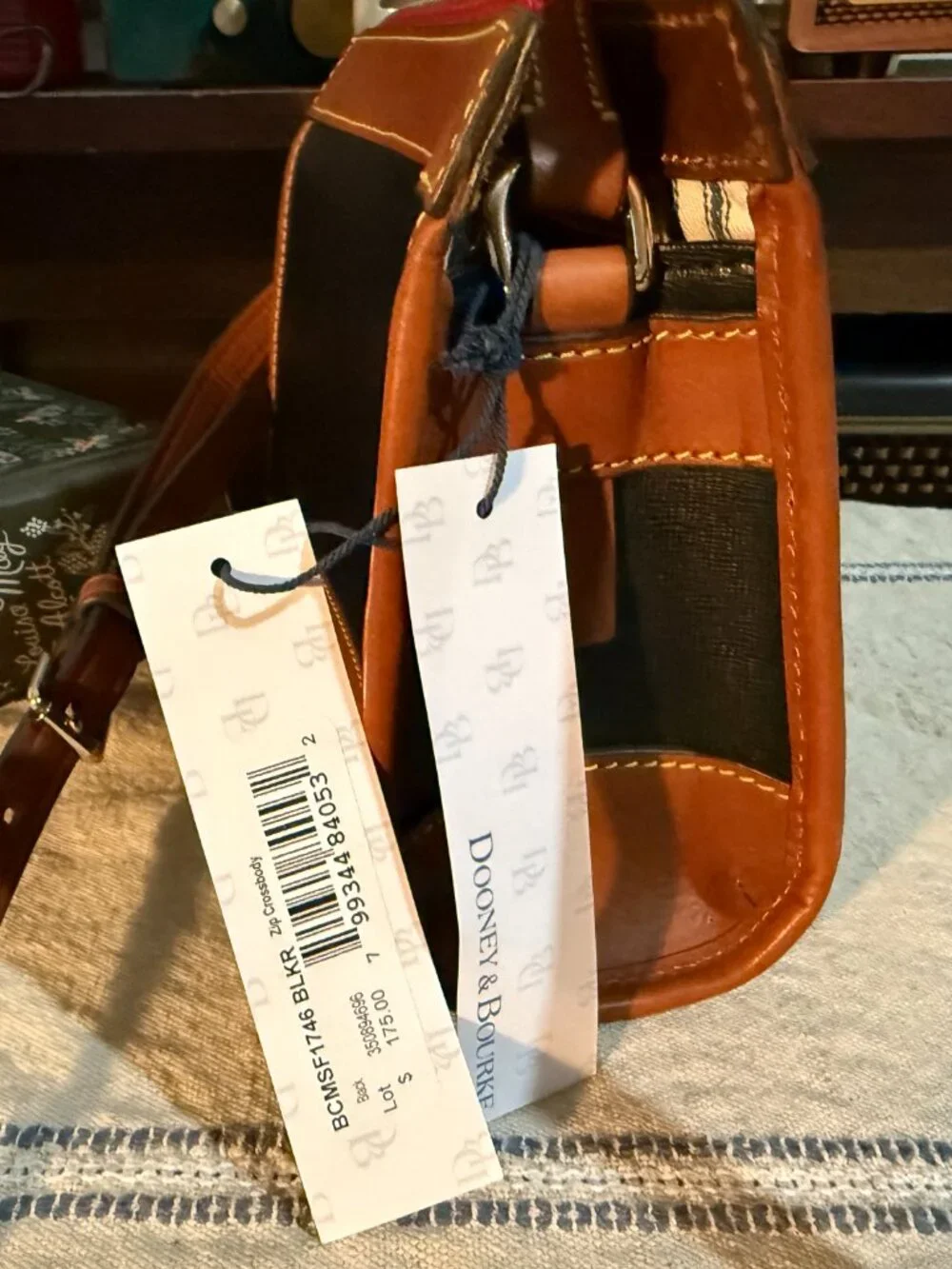 NWT Dooney & Bourke Black Leather Zip Crossbody Bag